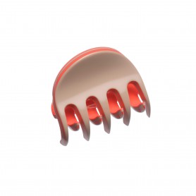 Very small size regular shape Hair claw clip in Hazel and coral