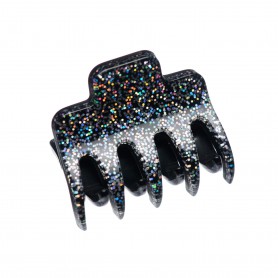 Small size regular shape Hair jaw clip in Silver glitter