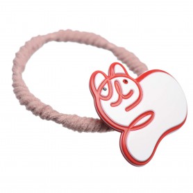 Medium size cat shape Hair elastic with decoration in White and marlboro red