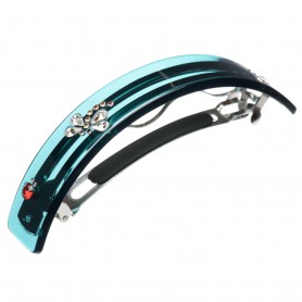 Very large size rectangular shape Hair barrette in Transparent green