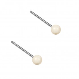 Very small size sphere shape Titanium earrings in Crystal Cream Pearl