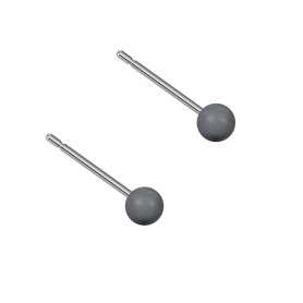 Very small size sphere shape Titanium earrings in Crystal Dark Grey Pearl