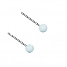 Very small size sphere shape Titanium earrings in Crystal Pastel Blue Pearl