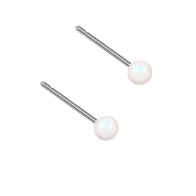 Very small size sphere shape Titanium earrings in Crystal Pearlescent White Pearl