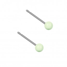 Very small size sphere shape Titanium earrings in Crystal Pastel Green Pearl