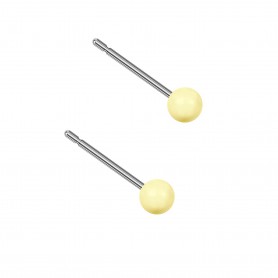 Very small size sphere shape Titanium earrings in Crystal Pastel Yellow Pearl