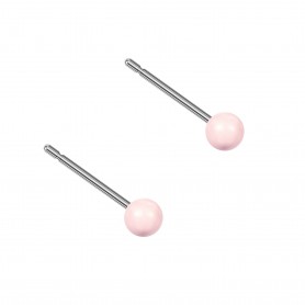Very small size sphere shape Titanium earrings in Crystal Rosaline Pearl