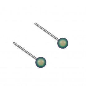 Very small size sphere shape Titanium earrings in Crystal Scarabaeus Green Pearl