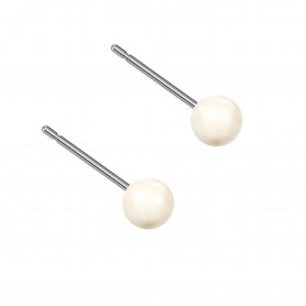 Very small size sphere shape Titanium earrings in Crystal Creamrose Pearl