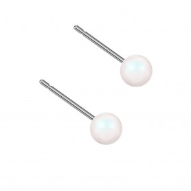 Very small size sphere shape Titanium earrings in Crystal Pearlescent White Pearl