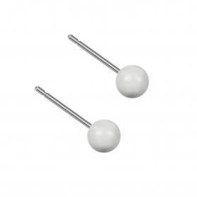 Very small size sphere shape Titanium earrings in Crystal Pastel Grey Pearl