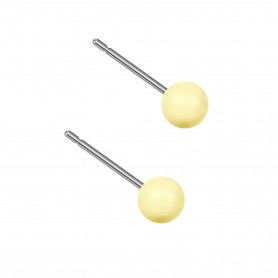 Very small size sphere shape Titanium earrings in Crystal Pastel Yellow Pearl