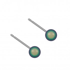 Very small size sphere shape Titanium earrings in Crystal Scarabaeus Green Pearl