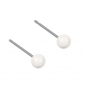 Very small size sphere shape Titanium earrings in Crystal White Pearl
