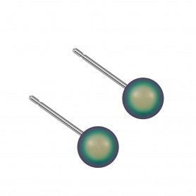 Small size sphere shape Titanium earrings in Crystal Scarabaeus Green Pearl