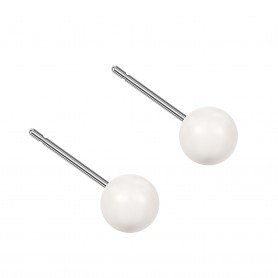 Small size sphere shape Titanium earrings in Crystal White Pearl