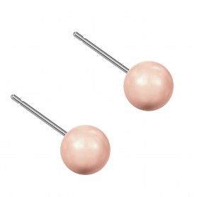 Medium size sphere shape Titanium earrings in Crystal Rose Gold Pearl