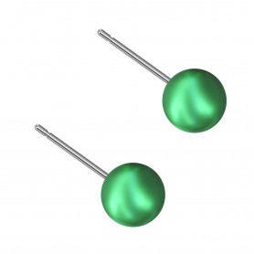 Medium size sphere shape Titanium earrings in Crystal Eden Green Pearl