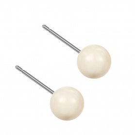 Medium size sphere shape Titanium earrings in Crystal Cream Pearl