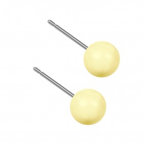 Medium size sphere shape Titanium earrings in Crystal Pastel Yellow Pearl