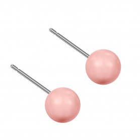 Medium size sphere shape Titanium earrings in Crystal Pink Coral Pearl