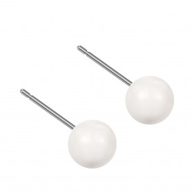 Medium size sphere shape Titanium earrings in Crystal White Pearl