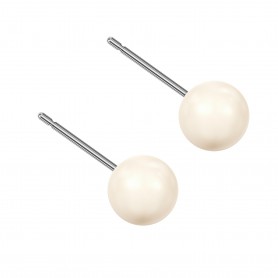 Medium size sphere shape Titanium earrings in Crystal Creamrose Light Pearl