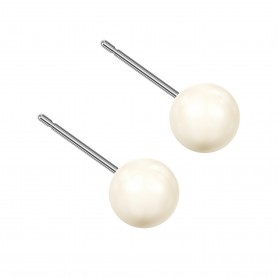 Medium size sphere shape Titanium earrings in Crystal Creamrose Pearl
