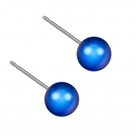 Medium size sphere shape Titanium earrings in Crystal Iridescent DK Blue Pearl