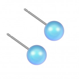 Medium size sphere shape Titanium earrings in Crystal Iridescent LT Blue Pearl