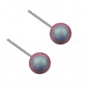 Medium size sphere shape Titanium earrings in Crystal Iridescent Red Pearl