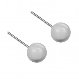 Medium size sphere shape Titanium earrings in Crystal Light Grey Pearl