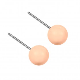 Medium size sphere shape Titanium earrings in Crystal Peach Pearl