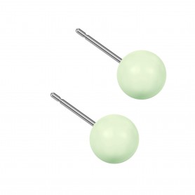 Medium size sphere shape Titanium earrings in Crystal Pastel Green Pearl