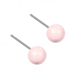 Medium size sphere shape Titanium earrings in Crystal Rosaline Pearl