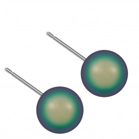 Large size sphere shape Titanium earrings in Crystal Scarabaeus Green Pearl