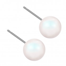 Large size sphere shape Titanium earrings in Crystal Pearlescent White Pearl