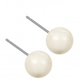 Large size sphere shape Titanium earrings in Crystal Ivory Pearl