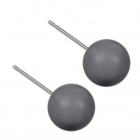 Large size sphere shape Titanium earrings in Crystal Dark Grey Pearl