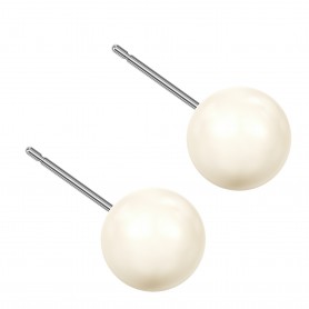 Large size sphere shape Titanium earrings in Crystal Creamrose Pearl