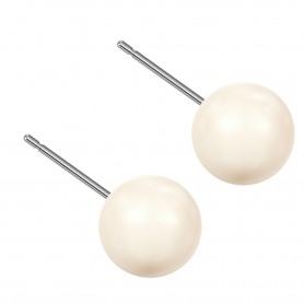Large size sphere shape Titanium earrings in Crystal Creamrose Light Pearl