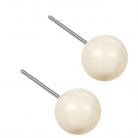 Large size sphere shape Titanium earrings in Crystal Cream Pearl