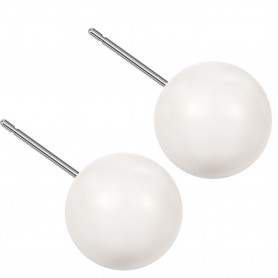 Very large size sphere shape Titanium earrings in Crystal White Pearl