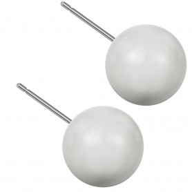 Very large size sphere shape Titanium earrings in Crystal Pastel Grey Pearl