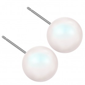 Very large size sphere shape Titanium earrings in Crystal Pearlescent White Pearl