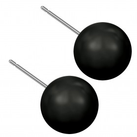 Very large size sphere shape Titanium earrings in Crystal Mystic Black Pearl