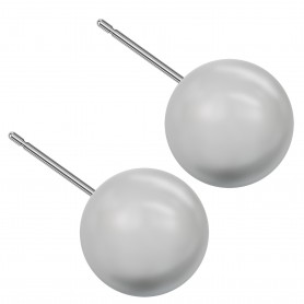 Very large size sphere shape Titanium earrings in Crystal Light Grey Pearl