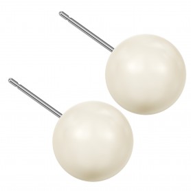 Very large size sphere shape Titanium earrings in Crystal Ivory Pearl