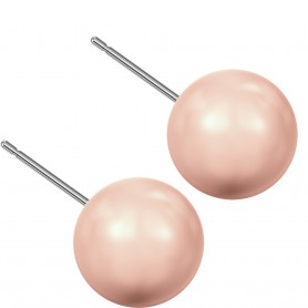 Very large size sphere shape Titanium earrings in Crystal Rose Gold Pearl