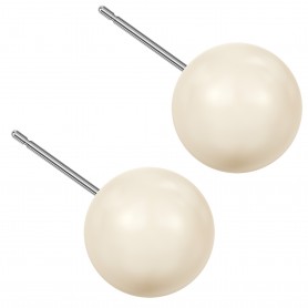 Very large size sphere shape Titanium earrings in Crystal Cream Pearl